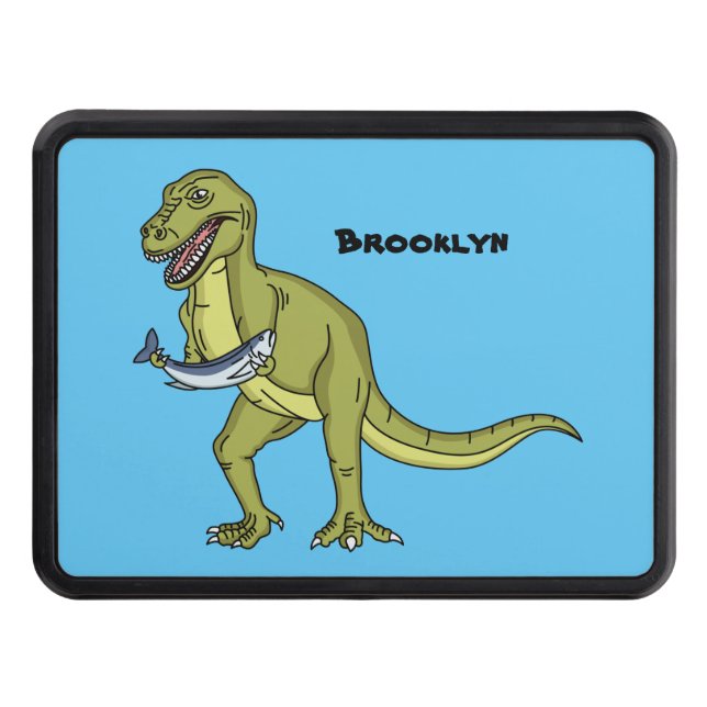Funny T rex dinosaur illustration Trailer Hitch Cover (Front)