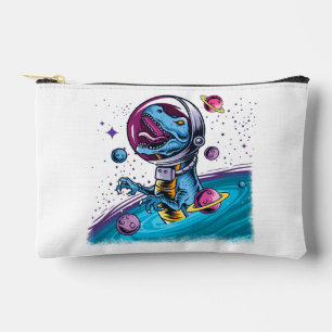 Funny T-Rex Dinosaur in Space Accessory Pouch