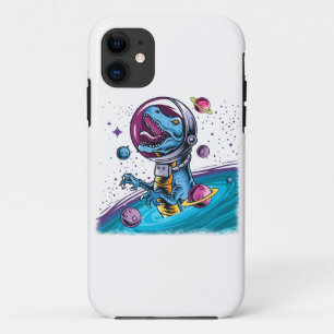 Funny T-Rex Dinosaur in Space iPhone 11 Case