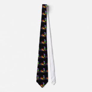 Funny T-rex Dinosaur Jet Skiing Cartoon Tie