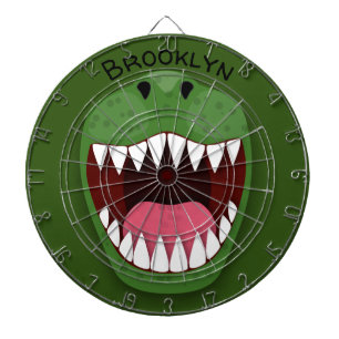 Funny T Rex dinosaur mouth cartoon illustration Dartboard