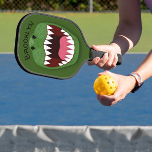 Funny T Rex dinosaur mouth cartoon illustration Pickleball Paddle