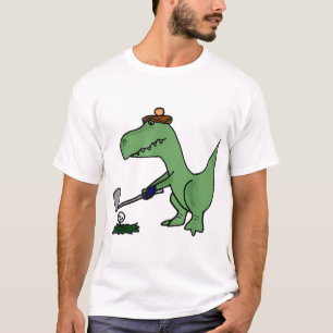 Funny T Rex Dinosaur Playing Golf T-Shirt