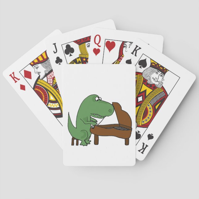Funny T-Rex Dinosaur Playing Piano Cards (Back)