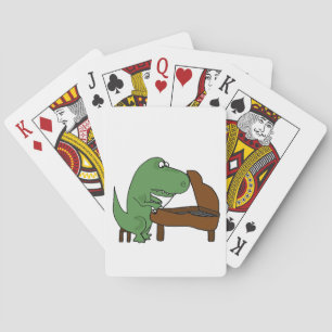 Funny T-Rex Dinosaur Playing Piano Playing Cards