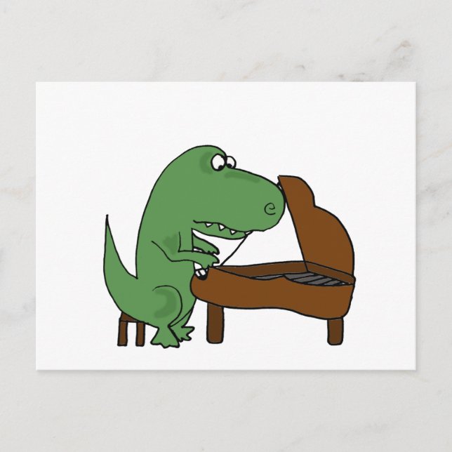 Funny T-Rex Dinosaur Playing Piano Postcard (Front)