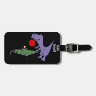 Funny T-Rex Dinosaur Playing Ping Pong Luggage Tag