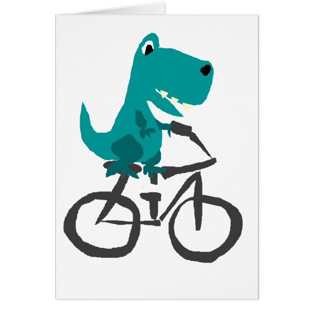 Funny T-rex Dinosaur Riding Bicycle Cartoon (Front)