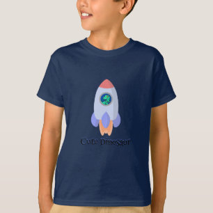 Funny T-rex dinosaur rocket School kid Birthday T-Shirt