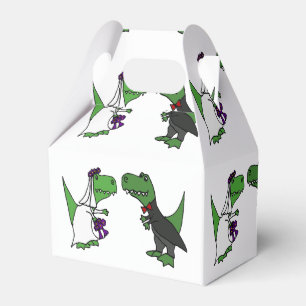 Funny T-rex Dinosaurs Bride and Groom Wedding Art Favor Box