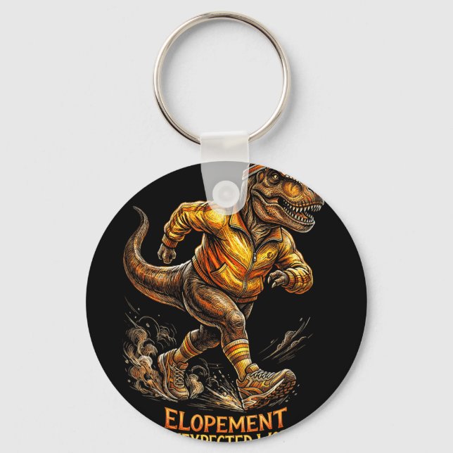 Funny t-rex elopement the unexpected workout  keychain (Front)