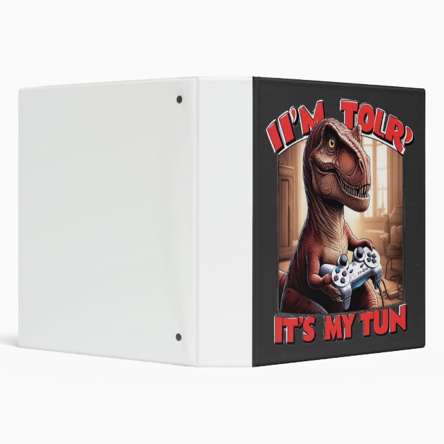 Funny T-Rex Gamer Quote Design Binder (Background)
