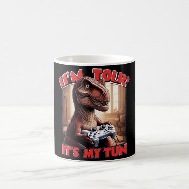 Funny T-Rex Gamer Quote Design Coffee Mug (Center)