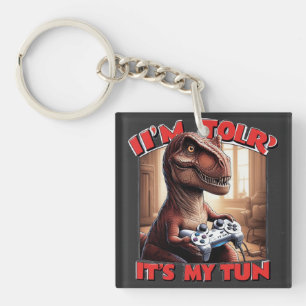 Funny T-Rex Gamer Quote Design Keychain