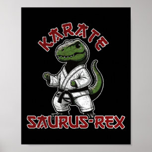 Funny T-rex Karate Dino Martial Arts Children  Poster