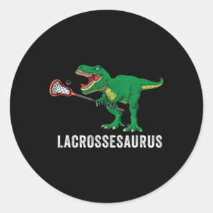 Funny T Rex Lacrosse Dinosaur Lax Boys Lacrosse Te Classic Round Sticker