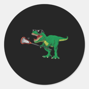 Funny T Rex Lacrosse Dinosaur Lax Boys Lacrosse Te Classic Round Sticker