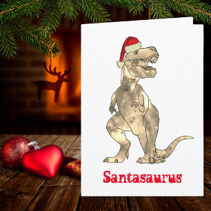 Funny T Rex Santa Christmas Dinosaur Xmas Humour Card
