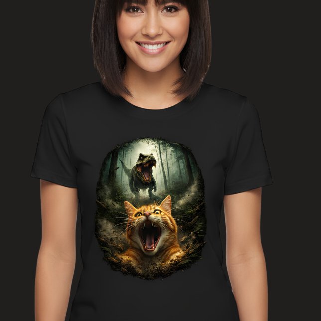 Funny T-Rex & Screaming Cat Meme Tri-Blend Shirt (Creator Uploaded)