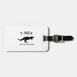 Funny T-Rex Type 1 Diabetes Funny T1D Diabetic Luggage Tag