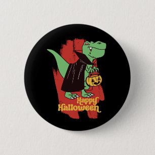Funny T Rex Vampire Trick Or Treat Happy Halloween 2 Inch Round Button