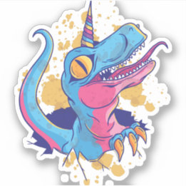 Funny T-Rex Wanna Be A Unicorn Dinosaur Cartoon