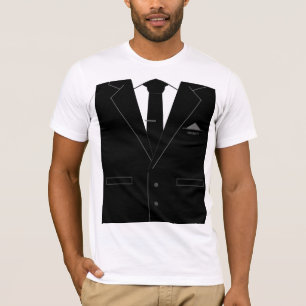Funny T-Shirt Business Black Suit with Neck Tie