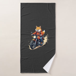 Funny T-Shirt, Shiba Inu, Motorcycle, Dog, Puppet, Bath Towel