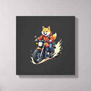 Funny T-Shirt, Shiba Inu, Motorcycle, Dog, Puppet, Canvas Print