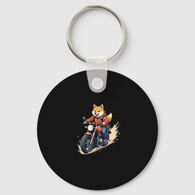 Funny T-Shirt, Shiba Inu, Motorcycle, Dog, Puppet, Keychain (Front)
