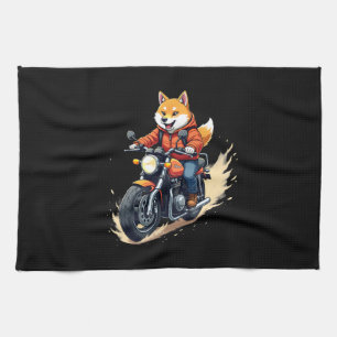 Funny T-Shirt, Shiba Inu, Motorcycle, Dog, Puppet, Kitchen Towel