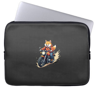 Funny T-Shirt, Shiba Inu, Motorcycle, Dog, Puppet, Laptop Sleeve