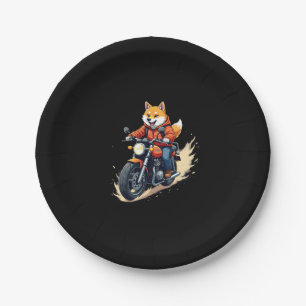 Funny T-Shirt, Shiba Inu, Motorcycle, Dog, Puppet, Paper Plate