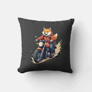 Funny T-Shirt, Shiba Inu, Motorcycle, Dog, Puppet, Throw Pillow