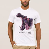Funny T-Shirt with Big Hippo and Custom Text
