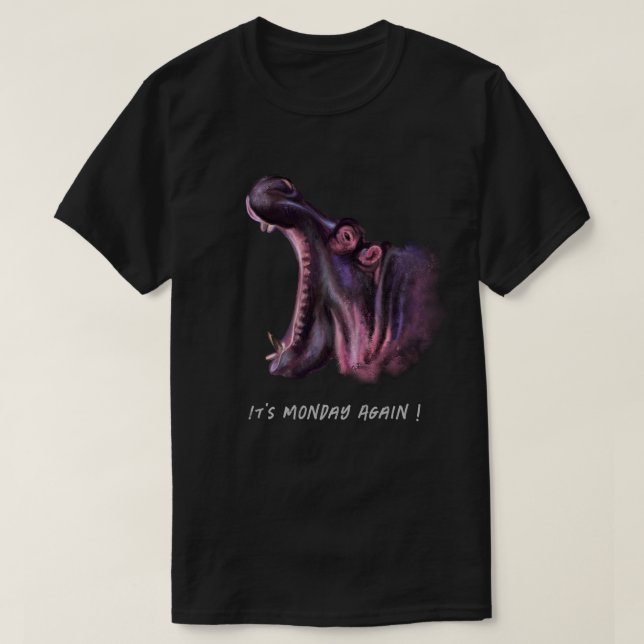 Funny T-Shirt with Big Hippo and Custom Text (Design Front)