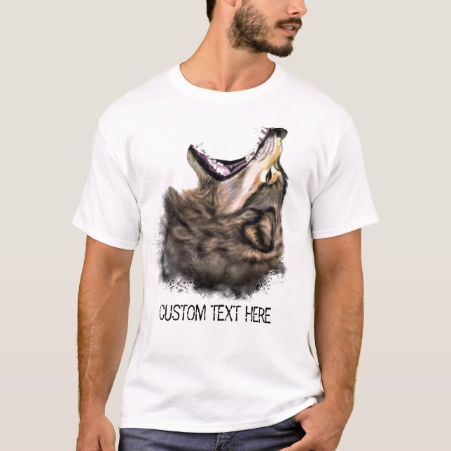 Funny T-Shirt with Custom Text and Wolf (Front)