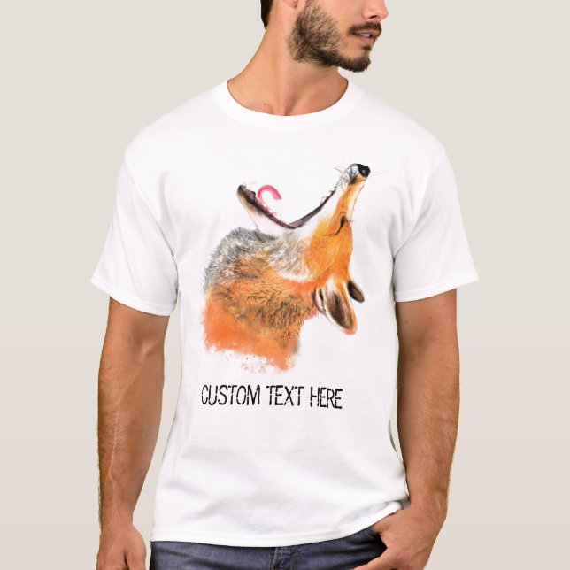 Funny T-Shirt with Fox and Custom Text (Front)