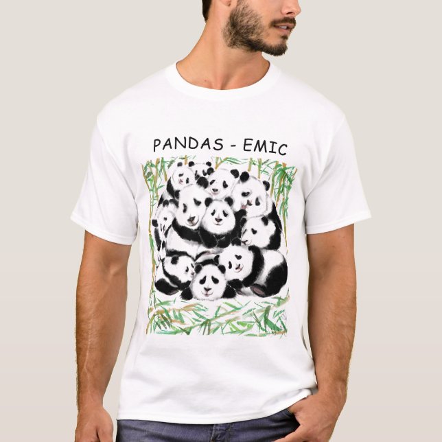 Funny T-Shirt with Pandas - Custom Text (Front)