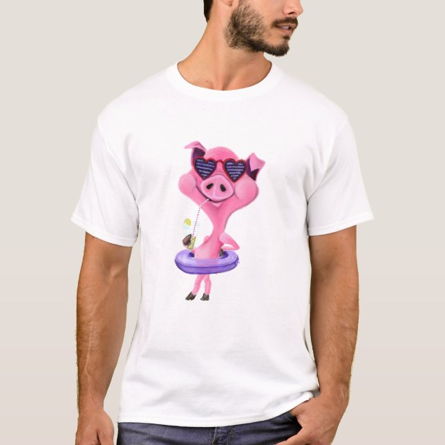 Funny T-Shirt with Party Pig (Front)