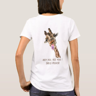 Funny T-Shirt with Playful Giraffe - Custom Text