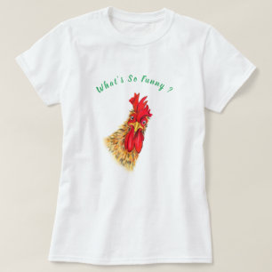Funny T-Shirt with Surprised Rooster - Custom Text