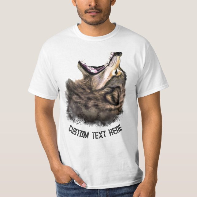 Funny T-Shirt with Wolf and Custom Text (Front)