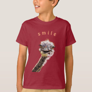 Funny T-Shirts with Happy Ostrich - Smile