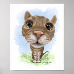 Funny Tabby Cat Cartoon Poster