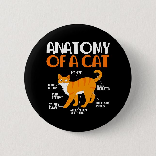 Funny Tabby Cat Owner Anatomy Of A Cat 2 Inch Round Button (Front)