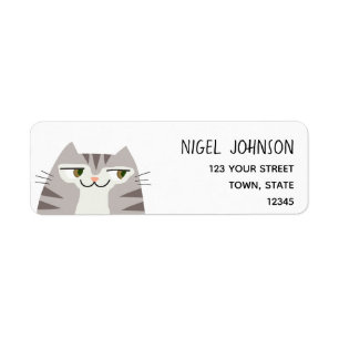 Funny Tabby Cat Return Address
