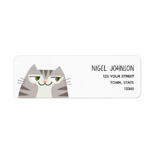 Funny Tabby Cat Return Address