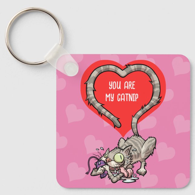 Funny Tabby Cat You Are My Catnip Valentine's Keychain (Front)