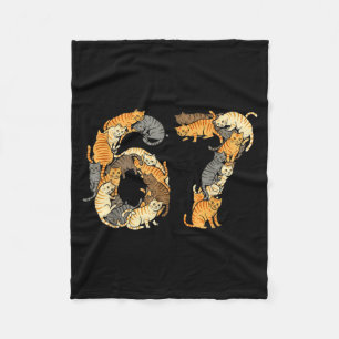 Funny Tabby Cats 6 7 Meme Six Seven Love Alley Cat Fleece Blanket